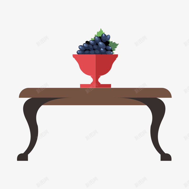 手绘桌子png免抠素材_新图网 https://ixintu.com 卡通 手绘 桌子 棕色 水彩 水彩提子 水果 红色 葡萄