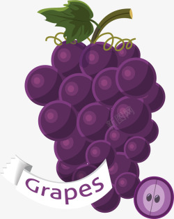 紫葡萄水果元素矢量图素材