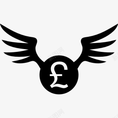 英镑的硬币带翅膀的图标图标