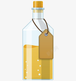 一个玻璃瓶一个黄色玻璃瓶子矢量图高清图片