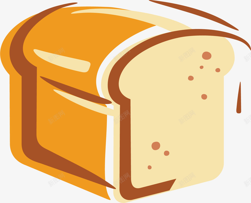 新鲜烤面包矢量图ai免抠素材_新图网 https://ixintu.com 奶油面包 金黄色 面包 黄油烤面包 矢量图