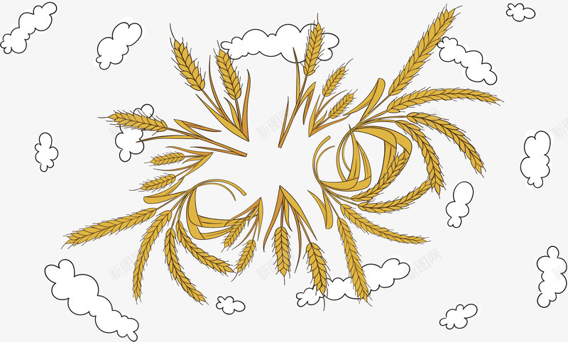 手绘飞舞的小麦海报矢量图ai免抠素材_新图网 https://ixintu.com 小麦 矢量png 金色小麦 飞舞的小麦 麦子 麦子花纹 矢量图