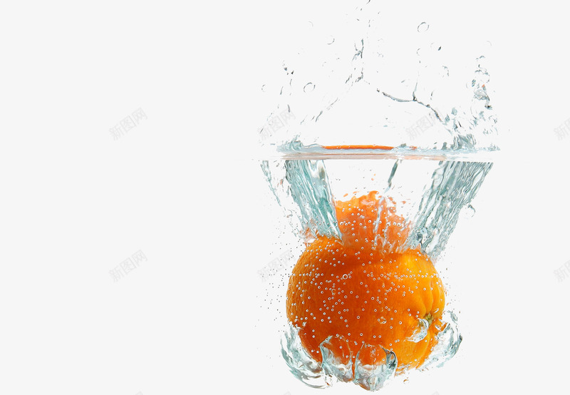 水里的橙子png免抠素材_新图网 https://ixintu.com 干净 新鲜 果汁 水