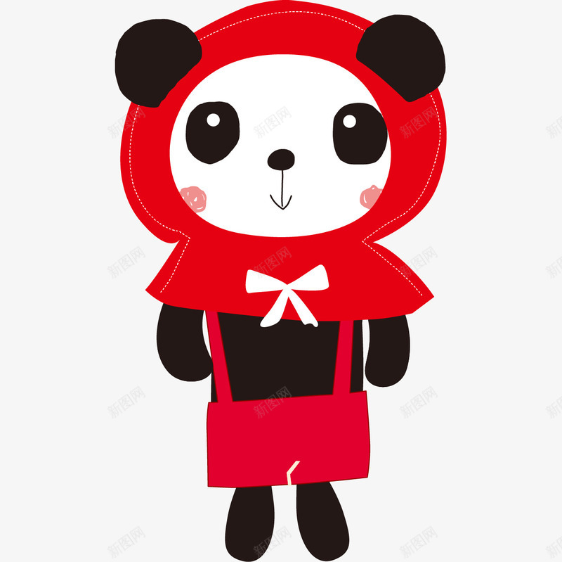 穿红衣服的熊猫png免抠素材_新图网 https://ixintu.com 动物 熊猫 矢量熊猫 红色 装饰图 装饰画