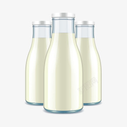 三瓶三瓶牛奶矢量图高清图片