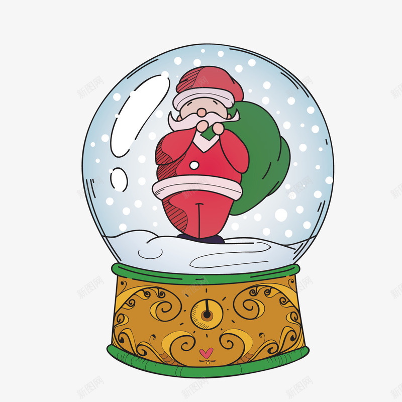 透明蓝玻璃球里圣诞老人png免抠素材_新图网 https://ixintu.com 下雪 卡通 圣诞老人 圣诞节 手绘 玻璃球 礼物袋 透明