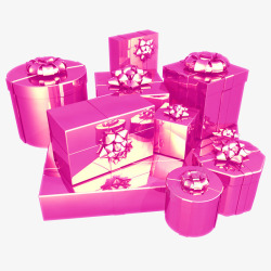 各种形状的紫色礼品盒子素材