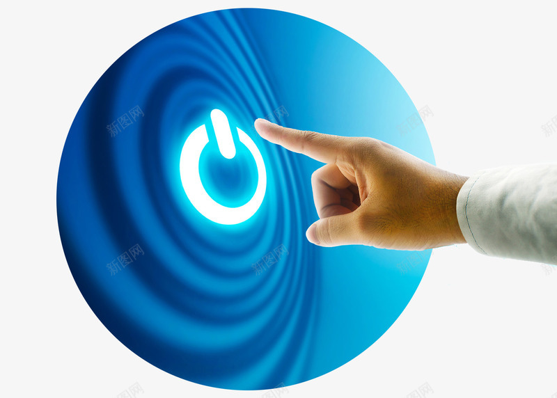 蓝色科技手指按钮开关图图标png_新图网 https://ixintu.com 开关图 手指按钮 科技 蓝色