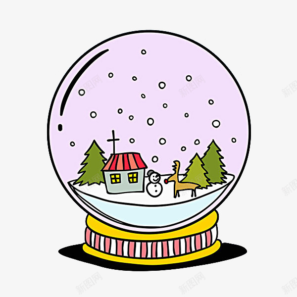 一颗水晶球png免抠素材_新图网 https://ixintu.com 下雪的 剪影 卡通 圣诞节 水晶球 装饰 风景