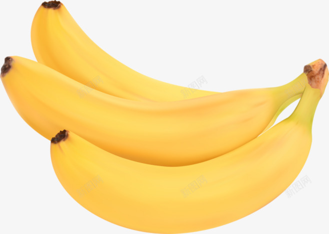 新鲜的三支香蕉png免抠素材_新图网 https://ixintu.com 三个 新鲜 香蕉 黄色
