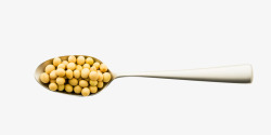 铁勺子里的黄豆粒素材