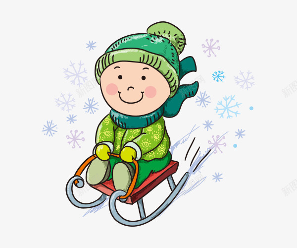 卡通手绘小男孩滑雪png免抠素材_新图网 https://ixintu.com 下雪 冬天 卡通手绘小男孩滑雪 手绘小男孩玩耍 滑雪