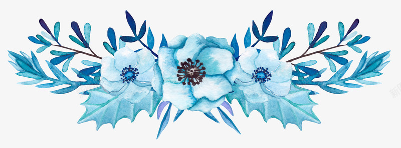 手绘创意蓝色小花海报png免抠素材_新图网 https://ixintu.com 创意图 可爱 小花 彩色图 手绘图 海报 简单的