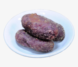 低温发酵糯米自家做的紫薯球高清图片