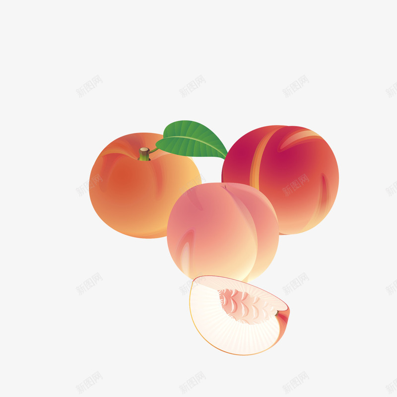 新鲜的水蜜桃png免抠素材_新图网 https://ixintu.com PNG图形 桃子 水果 绿叶 装饰