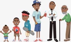 生命的变化卡通黑人男性一生矢量图高清图片