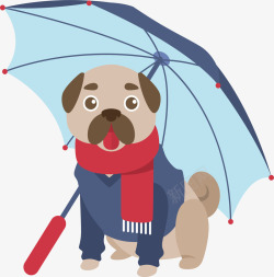 打伞的宠物狗矢量图素材