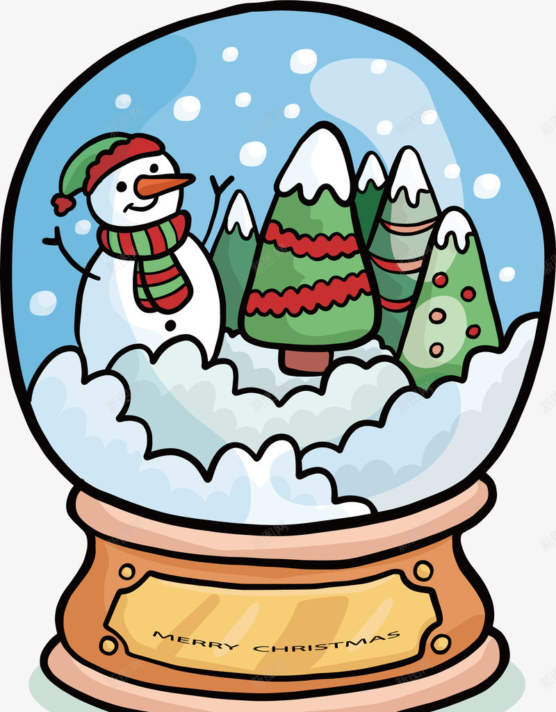 手绘下雪水晶球png免抠素材_新图网 https://ixintu.com merryChristmas 圣诞快乐 圣诞节 手绘风 水晶球 矢量png