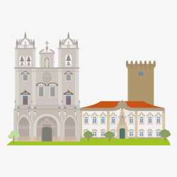 葡萄牙建筑旅游景点轮廓矢量图素材