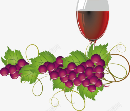 一杯葡萄酒元素矢量图图标图标