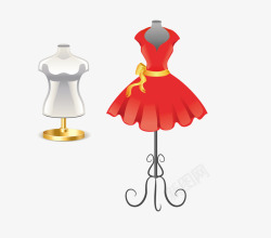 红色的裙子和衣服支架素材