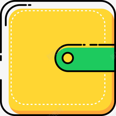 黄色手绘圆角钱包元素图标图标