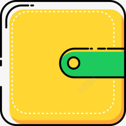 黄色扁平化黄色手绘圆角钱包元素图标高清图片