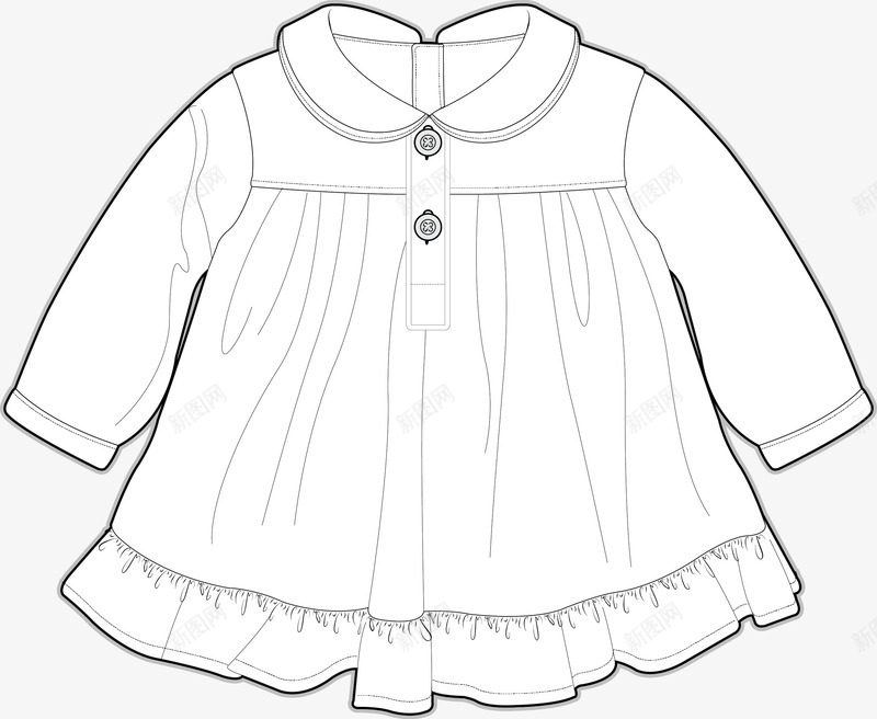 手绘宝宝服装png免抠素材_新图网 https://ixintu.com 包包衣服 女装 服装 服饰 百褶裙 矢量服饰 衣服 衣服褶皱 褶皱服装