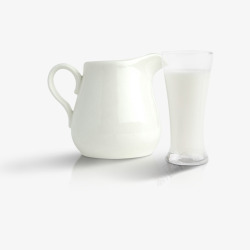 玻璃水壶一杯牛奶高清图片