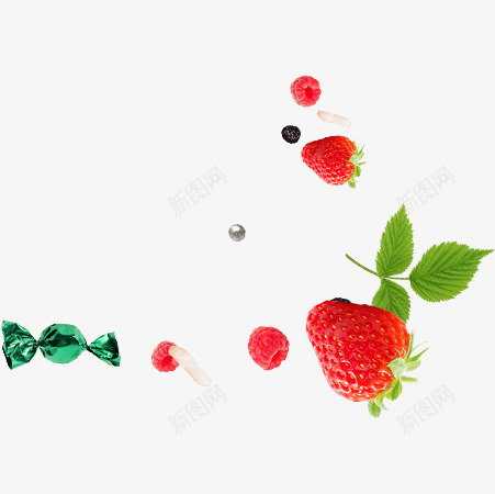 草莓水果漂浮装饰png免抠素材_新图网 https://ixintu.com 水果 漂浮 糖 糖果 草莓 装饰
