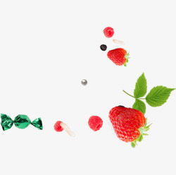 草莓水果漂浮装饰素材