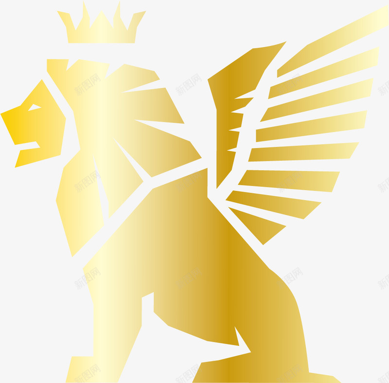 戴皇冠的金色翅膀狮子png免抠素材_新图网 https://ixintu.com 会飞的狮子 狮子 皇冠 矢量狮子 翅膀 金色狮子 长翅膀的狮子