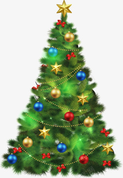 圣诞节绿色闪耀圣诞树素材