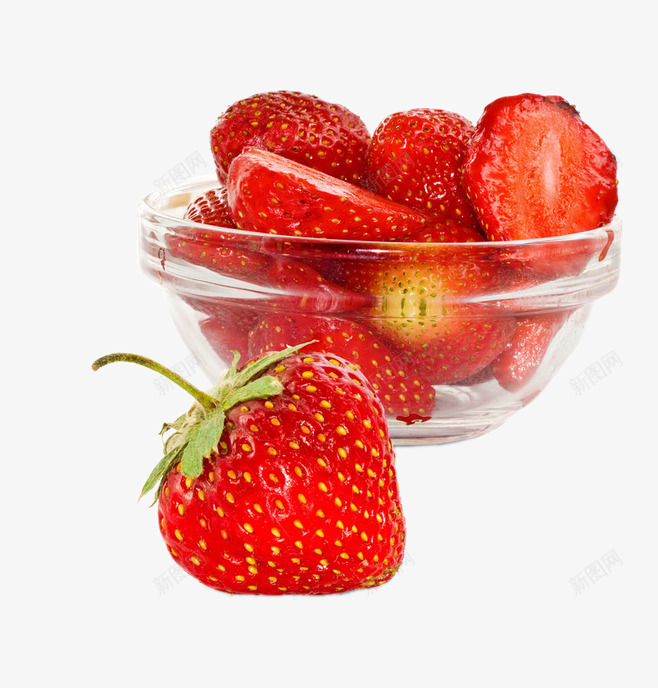 红色草莓png免抠素材_新图网 https://ixintu.com 水果 玻璃碗 红色 草莓
