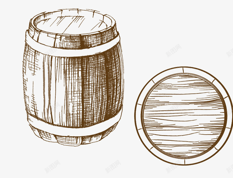 葡萄酒桶矢量图ai免抠素材_新图网 https://ixintu.com 素描 线描 葡萄酒素材 矢量图