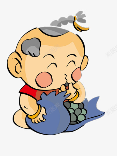 吃葡萄的小孩png免抠素材_新图网 https://ixintu.com 儿童 卡通 可爱 水果
