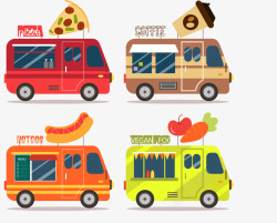 卡通手绘奇异果披萨手绘食品大篷车高清图片
