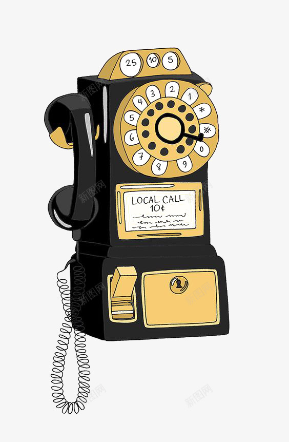 复古电话png免抠素材_新图网 https://ixintu.com 卡通 复古 手绘 插画 机械 电话 老式