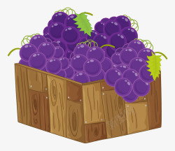 免抠木盒子一盒子手绘紫提子高清图片