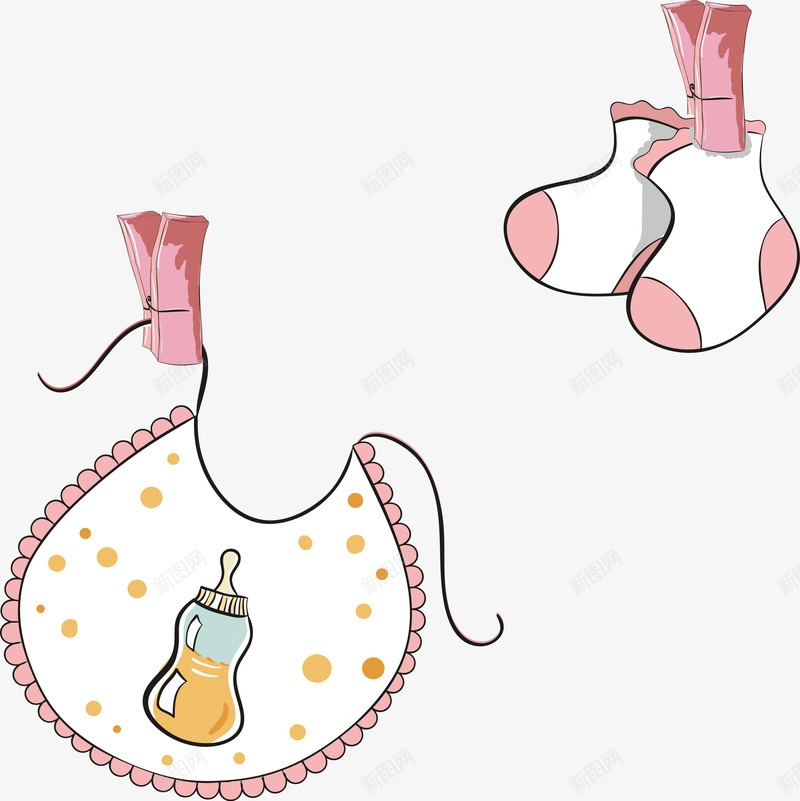 婴儿用品png免抠素材_新图网 https://ixintu.com 夹子 奶瓶 宝宝宴 矢量源文件 袜子