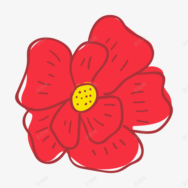 红色手绘的花朵花卉png免抠素材_新图网 https://ixintu.com 小红花 手绘花朵 红色花朵 花卉 花朵 花朵装饰