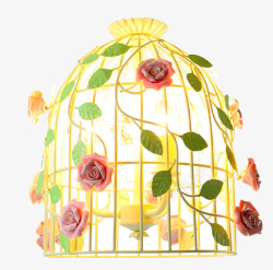 儿童房灯创意个性铁艺鸟笼吊灯高清图片