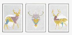 麋鹿装饰画彩色麋鹿美丽装饰画高清图片