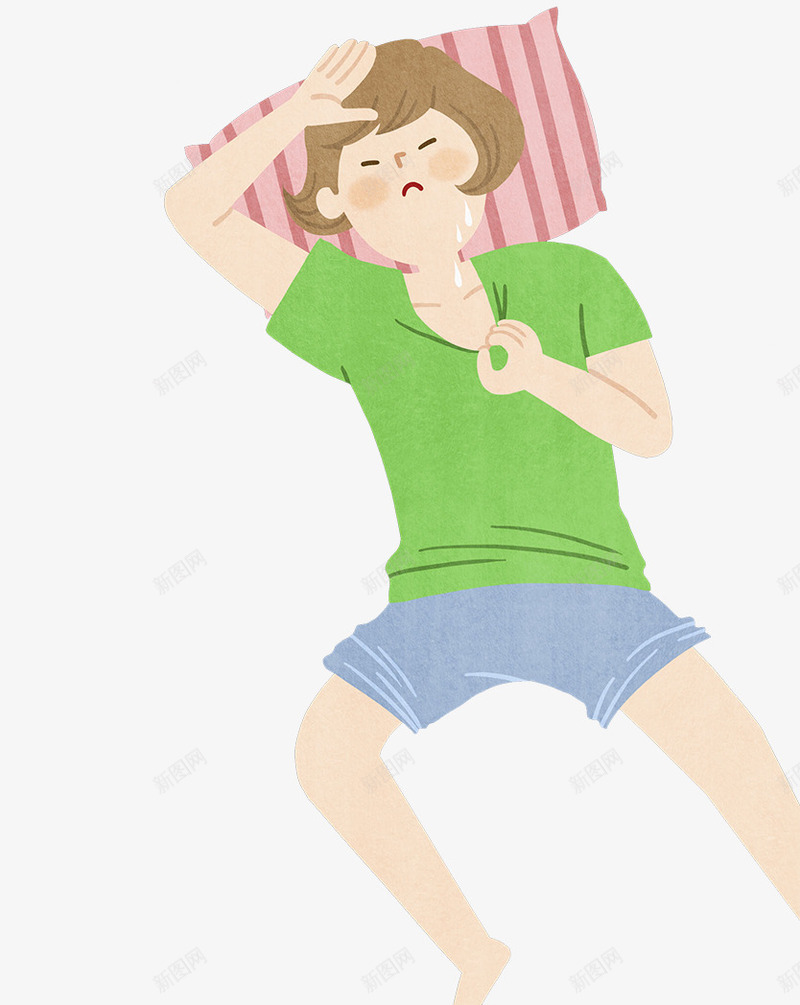 夏日炎热天气睡着的女孩png免抠素材_新图网 https://ixintu.com 可爱插图 夏日 扯衣服 炎热天气 睡着的女人 睡着的女孩 装饰插图