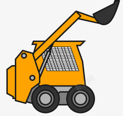 黄色机械化轮毂挖掘机素材