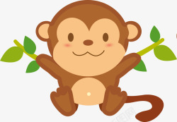 猴仔卡通猴宝宝猴子玩耍高清图片