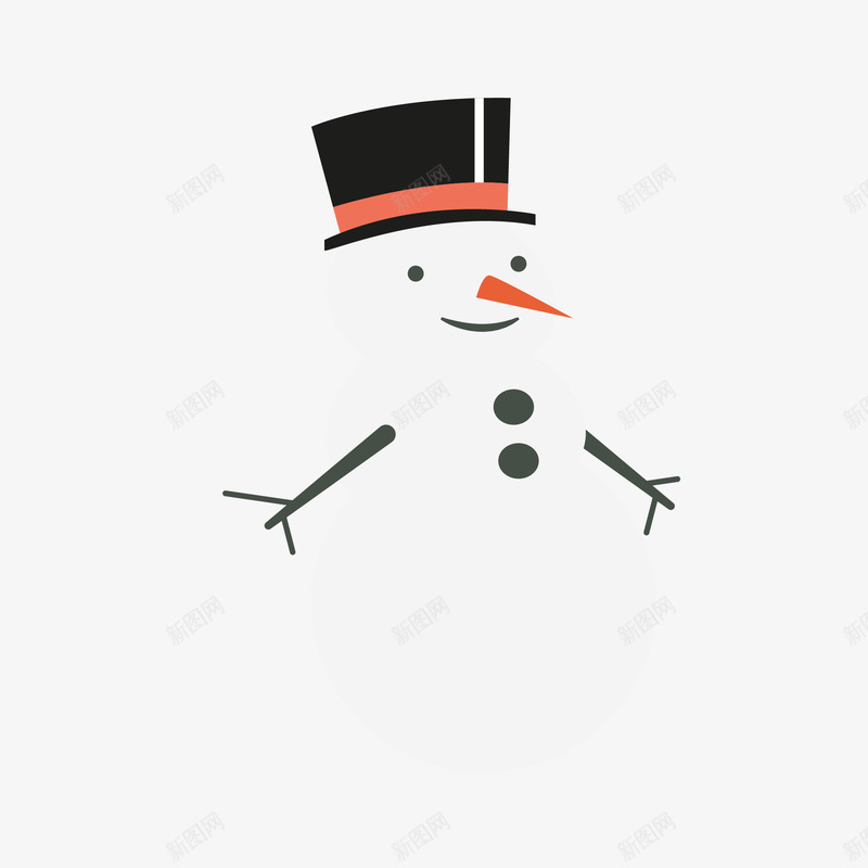 带礼帽的雪人png免抠素材_新图网 https://ixintu.com 下雪 冬天 卡通手绘 礼帽 雪人