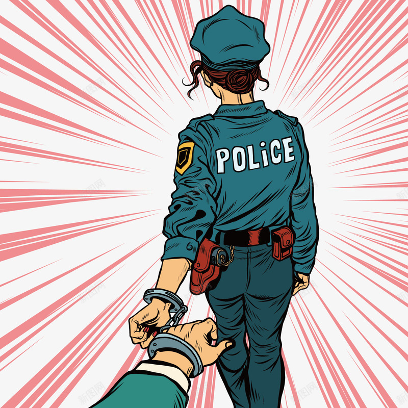 警察叔叔png免抠素材_新图网 https://ixintu.com 光芒 手绘 手铐 背影 蓝色衣服 警察叔叔