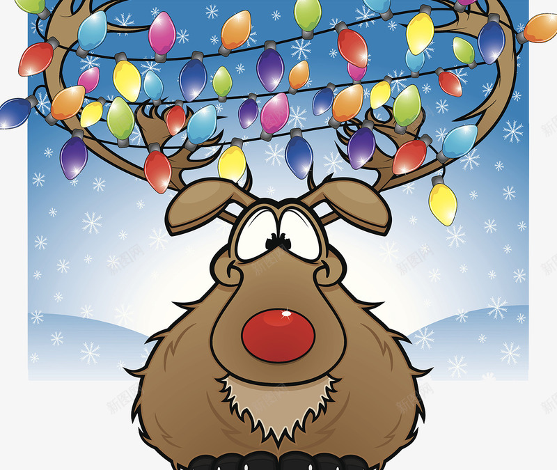 麋鹿圣诞节png免抠素材_新图网 https://ixintu.com 下雪 促销 卡通形象 圣诞礼物 圣诞老人 寒冷 幽默漫画 广告设计 海报设计 灯饰 缤纷 装饰品 铃铛 雪橇 雪花 麋鹿