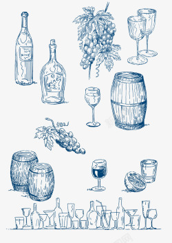 线条酒桶线条葡萄酒桶葡萄酒装饰图案高清图片